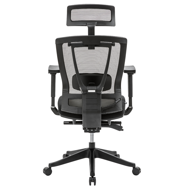 Sillón ejecutivo H1 en negro con malla negra.